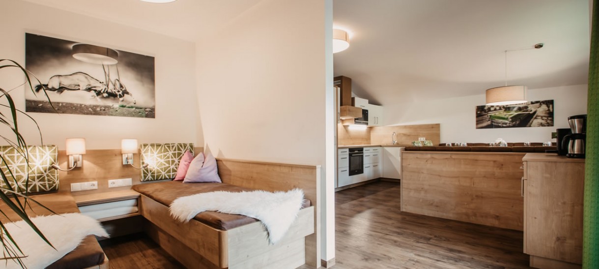 Blick in die Küche von Appartement A